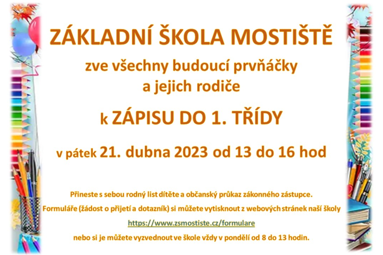 ZÁPIS DĚTÍ DO 1. ROČNÍKU